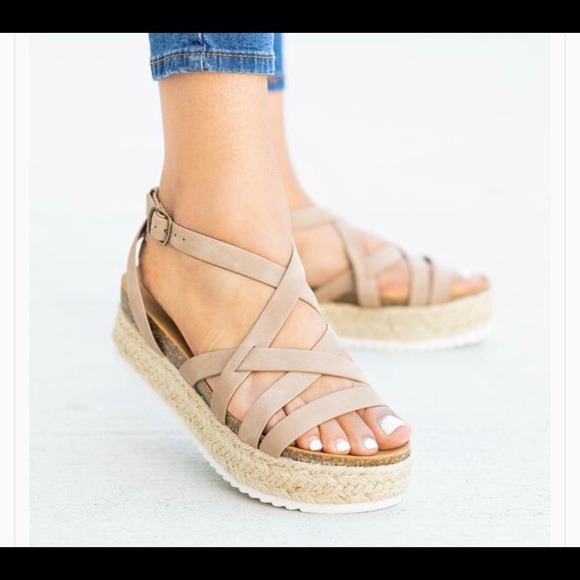 Dark Natural Strappy Flatform Straps Espadrille - Picture 7 of 8
